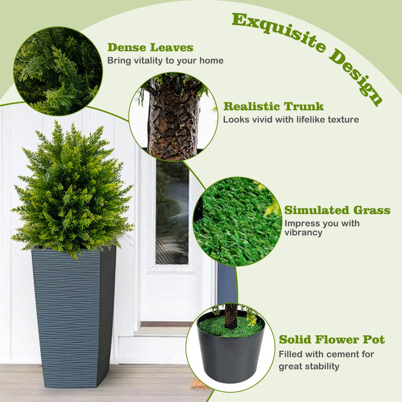 Load image into Gallery viewer, Goplus 21.5&quot; Artificial Tree, Set of 2 Faux Potted Plants Artificial Shrubs Bushes
