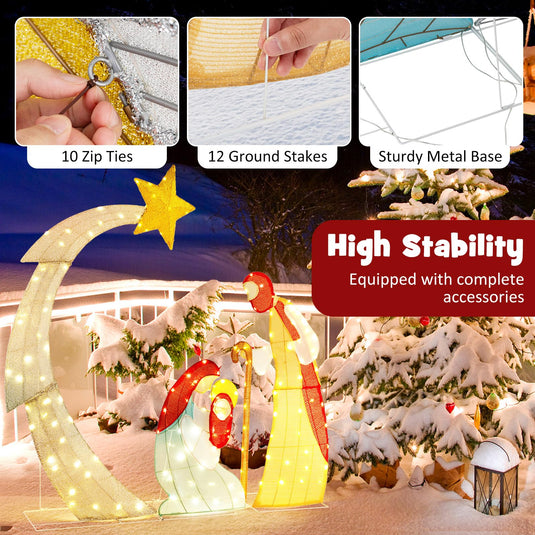 Goplus 5 FT Christmas Nativity Set, Pre-Lit Nativity Scene w/ 140 Warm White LED Lights