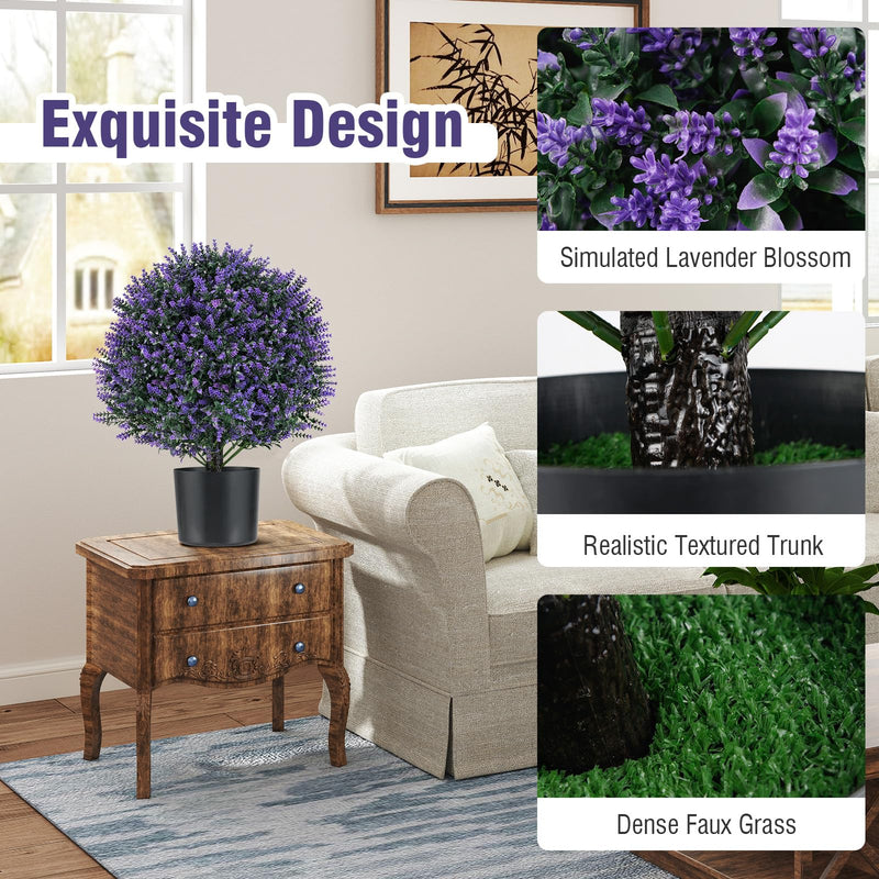 Load image into Gallery viewer, Goplus 21.5’’ Artificial Lavender Topiary Ball Tree Set of 2
