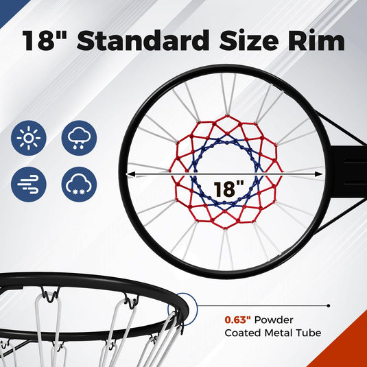 Goplus 18" Replacement Basketball Rim with All Weather Net & Dual-spring