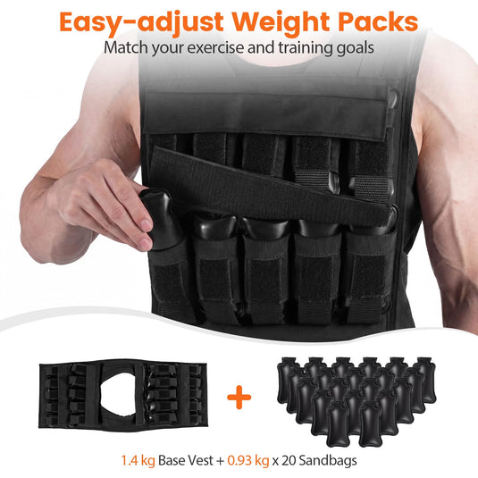 Goplus Adjustable Weighted Vest for Men Women (44LBS w/49”-58” Waist Size)