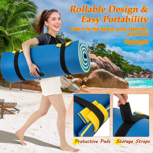 Goplus 87" x 36" Floating Water Mat Pad Lily Pad with Rolling Pillow Design