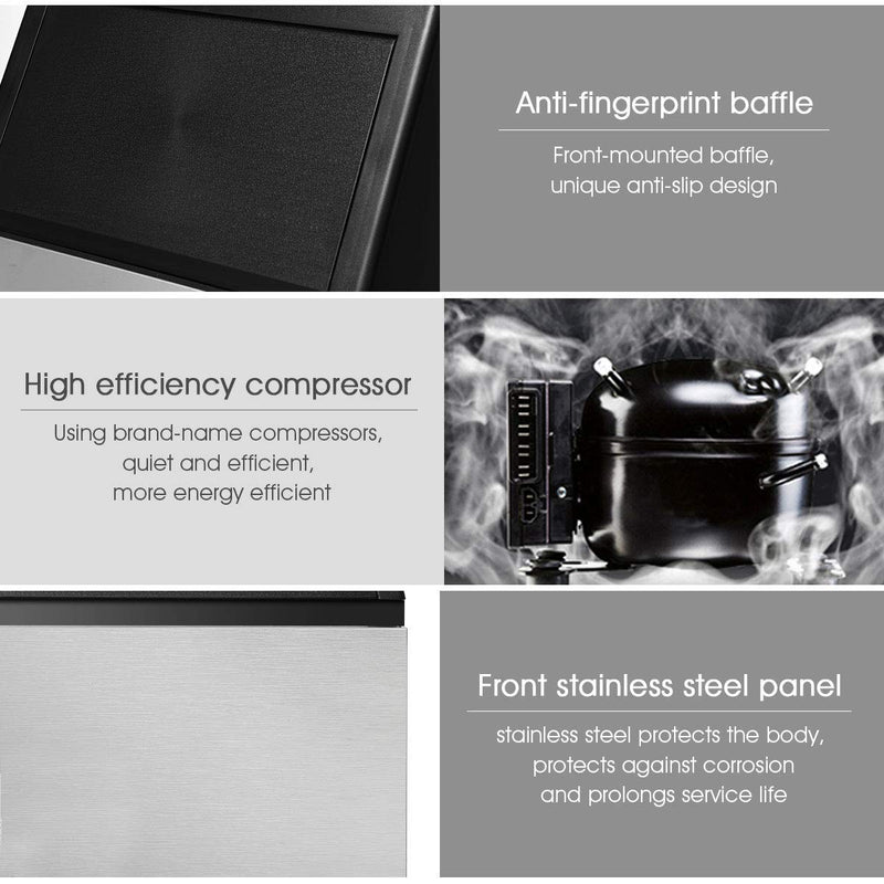 Load image into Gallery viewer, Commercial Home Ice Maker Machine, Built-in Stainless Steel Electric Ice Cube Maker, 33lbs Storage Capacity &amp; Ice Shovel
