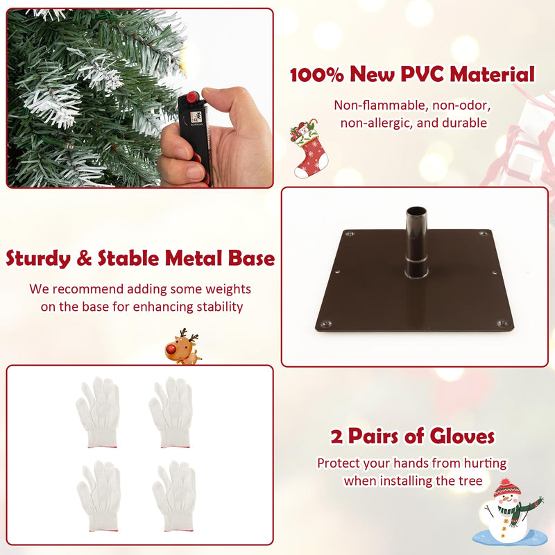Load image into Gallery viewer, Goplus 3&#39; 4&#39; 5&#39; Pre-Lit Artificial Christmas Tree Set, Slim Pencil Xmas Trees with Snowy Leaves
