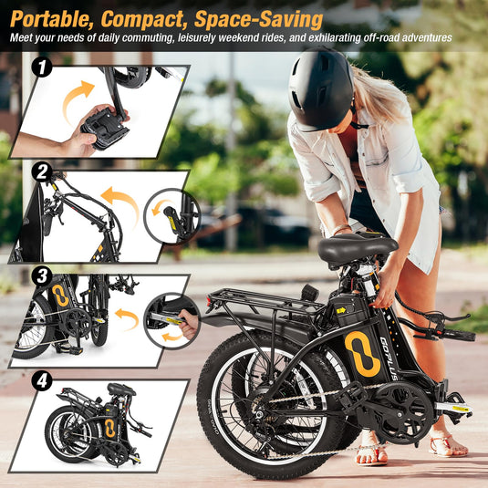 Folding Ebike with Basket 750W Brushless Motor (Peak 850W) for Adults