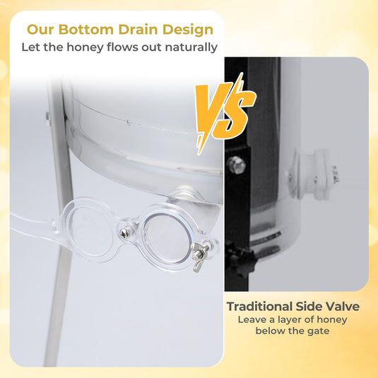 Goplus 3 Frame Honey Extractor with Bottom Gravity Flow Gate & Clear Lid