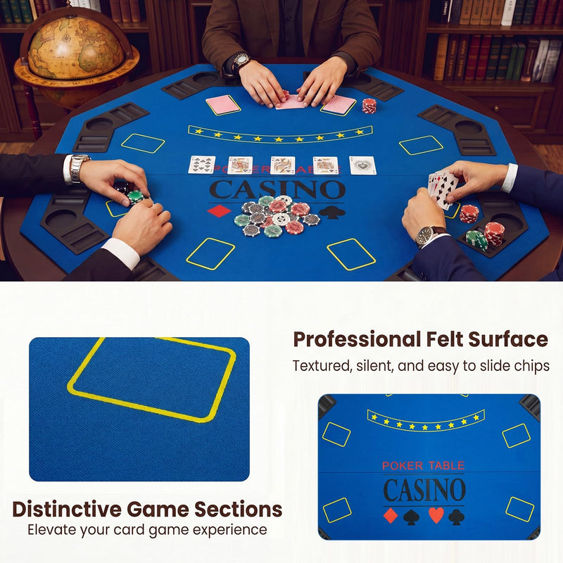 Load image into Gallery viewer, Goplus 48" Foldable Octagonal Poker Table Top 8 Players w/Chip Trays for Texas Hold'em Blackjack

