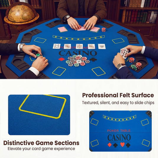 Goplus 48" Foldable Octagonal Poker Table Top 8 Players w/Chip Trays for Texas Hold'em Blackjack