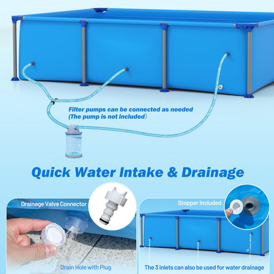 Goplus 8.5' x 6' x 26" Rectangle Metal Frame Pool Set Above Ground Swimming Pool
