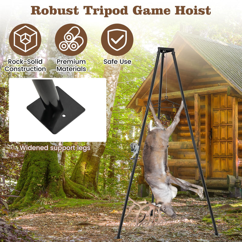 Load image into Gallery viewer, Goplus Tripod Game Hoist, 600 LBS Capacity Hunting Deer Stand with Adjustable Gambrel, Lifting Winch
