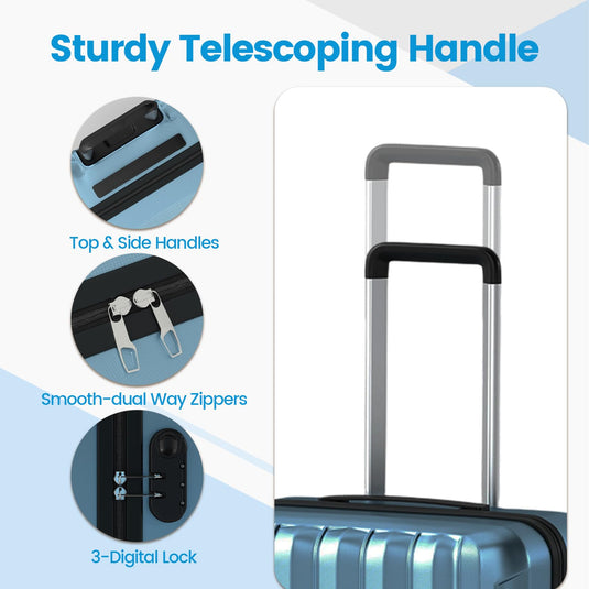 Goplus 20/24/28 Inch Lightweight Hardshell Suitcases with 360° Spinner Wheels(3 Piece Vertical Stripe)