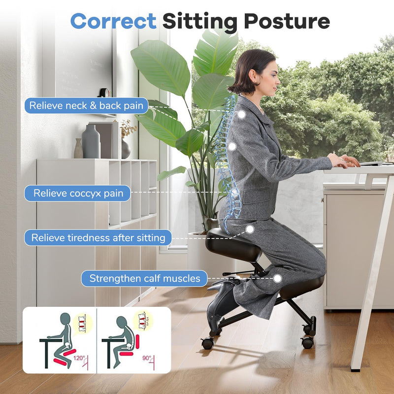 Load image into Gallery viewer, Goplus Upholstered Kneeling Chair with 4 Lockable Universal Wheels
