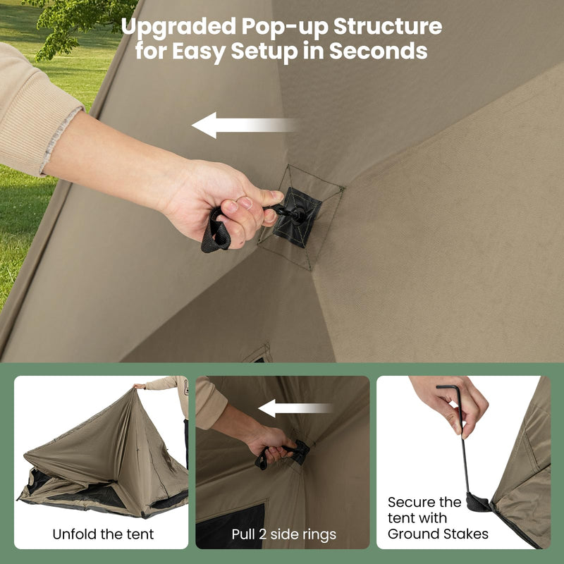 Load image into Gallery viewer, Goplus Pop-up Camping Tent for 4/5/6 Person, 6-Sided Family Tent w/Rainfly, Skylight, 3 Doors
