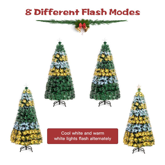 Goplus 5ft Pre-lit Artificial Christmas Tree Premium Optical Fiber Tree
