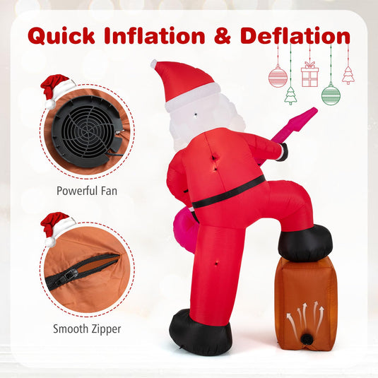 Interactive Santa Inflatable Goplus 8.4FT Rocking Santa Inflatable with Guitar | Animated Christmas ...