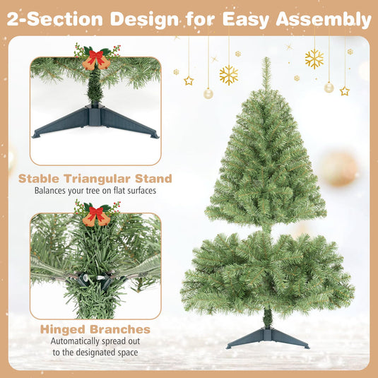 Goplus 4FT Christmas Tree | Hinged Spruce Fir Tabletop Small Xmas Tree