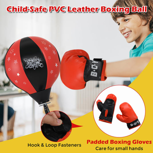 Goplus Height Adjustable Punching Bag Stand with Boxing Gloves for Teens Children