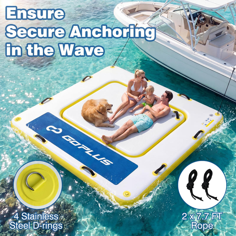 Load image into Gallery viewer, Goplus Inflatable Floating Dock 8FT x 8FT x 6 Inch Thick Swim Dock Platform
