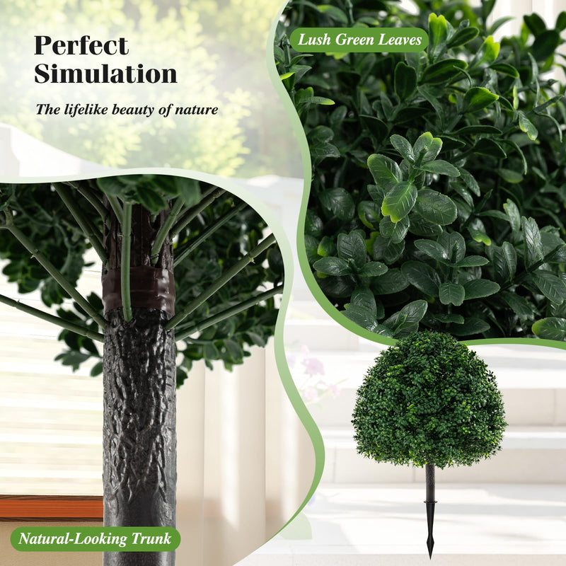 Load image into Gallery viewer, Goplus 28 Inches Artificial Boxwood Topiary Ball Tree Set Sun-Protective Fake Shrub Plants
