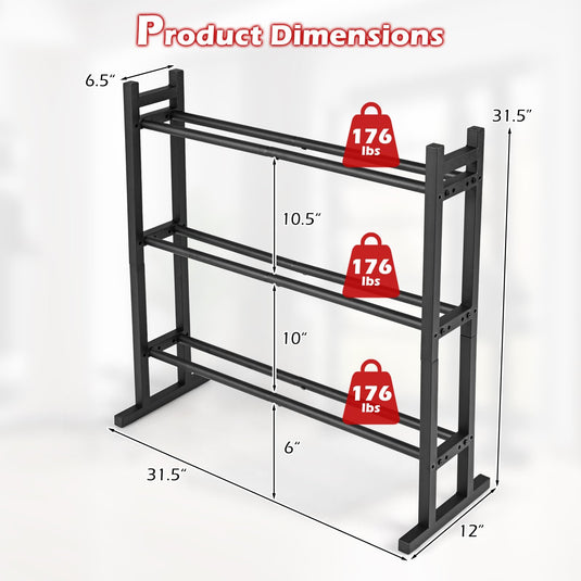 Goplus 3-Tier Dumbbell Rack 529LB Capacity Heavy-Duty Adjustable Weight Rack