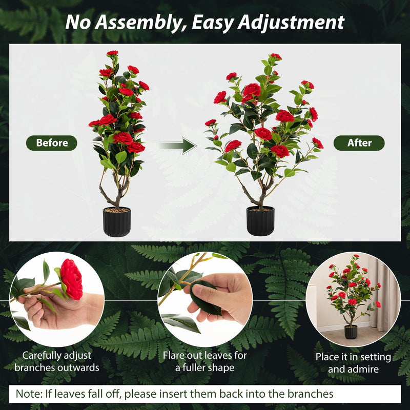 Load image into Gallery viewer, 38&quot; Artificial Camellia Tree - Goplus
