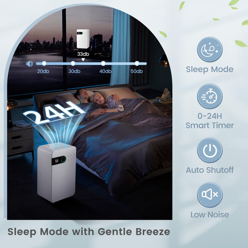 Load image into Gallery viewer, 32 Pints Dehumidifier with Sleep Mode, 24H Timer, 3-Color LED Indicator Light &amp; Child Safety Lock, for Space up to 2500 Sq. Ft
