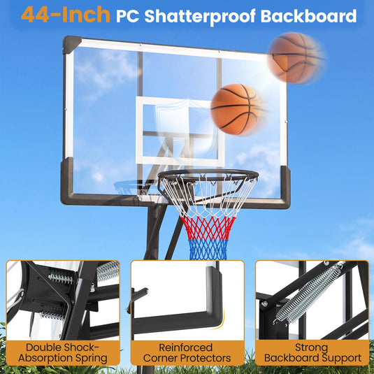Gopplus Basketball Hoop Outdoor 8-10 FT Height Adjustable Portable Basketball Goal System