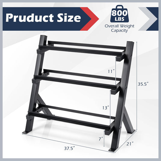 Goplus 3-Tier Adjustable Dumbbell Rack Stand Only for Home Gym Garage