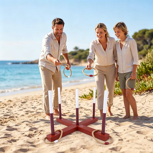 Goplus Ring Toss Game for Adults Outdoor Yard Game with 6 Rope Rings & Storage Bag