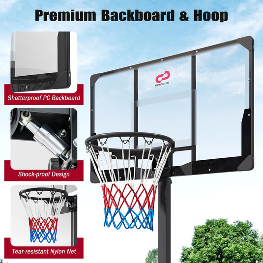 Goplus 10 FT Stepless Adjustable Basketball Goal System w/Fillable Base