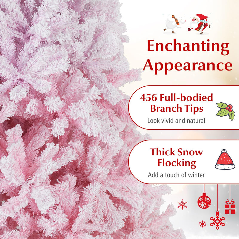 Load image into Gallery viewer, Goplus Pink Gradient &amp; White Snow Flocked Christmas Tree | Home Office Decoration
