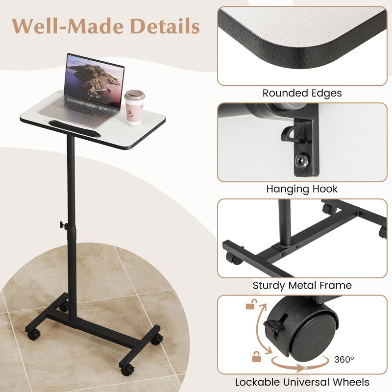 Load image into Gallery viewer, Goplus Overbed Table Adjustable Medical Bedside Table Hospital Food Tray
