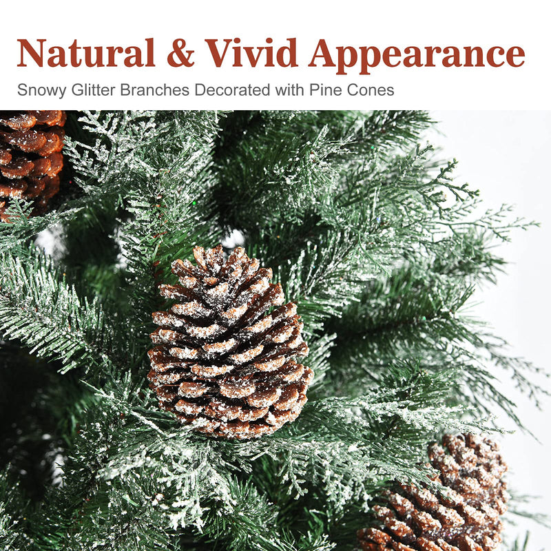 Load image into Gallery viewer, Goplus 8FT Snow Flocked Artificial Christmas Tree Unlit Premium Hinged Full Xmas Tree
