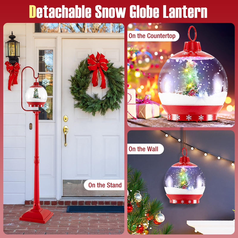 Load image into Gallery viewer, Goplus 68 Inch Musical Christmas Street Lamp, Festive Lamp Post w/Sound-Activated Snow Globe Lantern

