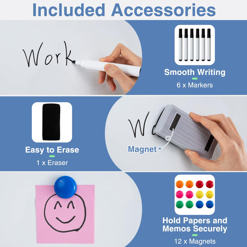 Load image into Gallery viewer, Goplus 72" x 36" Rolling Whiteboard, Double-Sided Magnetic Dry Erase Board with Stand and Aluminum Alloy Frame
