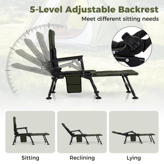 Goplus Oversized Foldable Fishing Chair for Adults with Detachable Footrest