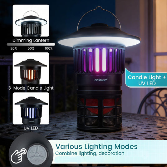 Goplus Outdoor Light with LED Lantern & Candle Lamp | Rechargeable Electric Camp Light