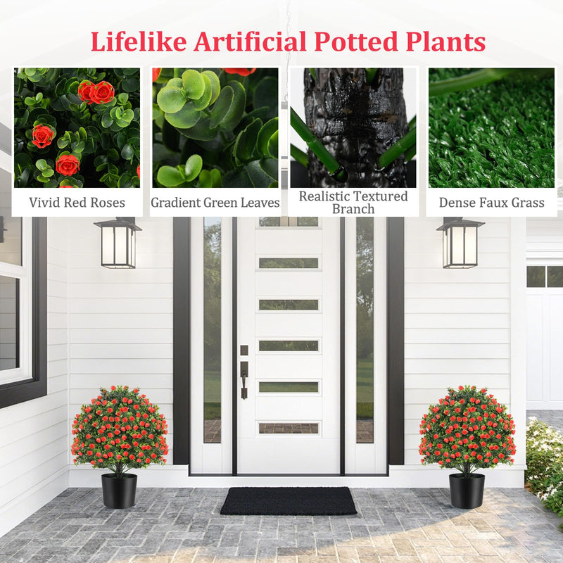 Load image into Gallery viewer, Goplus 21.5’’ Artificial Rose Topiary Ball Tree for Indoor Outdoor
