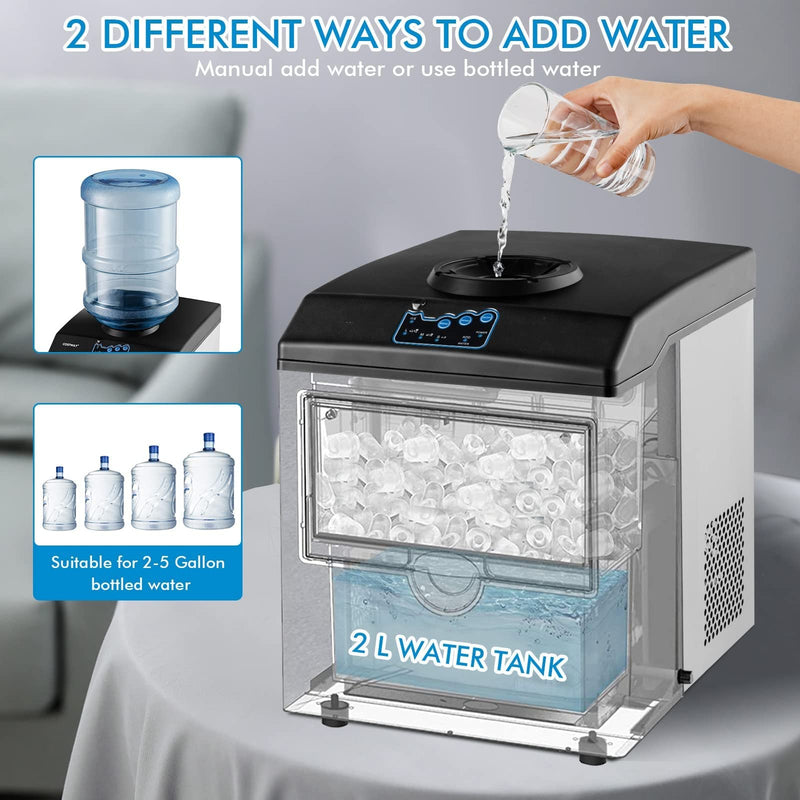 Load image into Gallery viewer, 2 in 1 Countertop Ice Maker Machine with Water Cooler Dispenser Combo, 48LBS/24H, S-M-L 3 Sizes Bullet Ice
