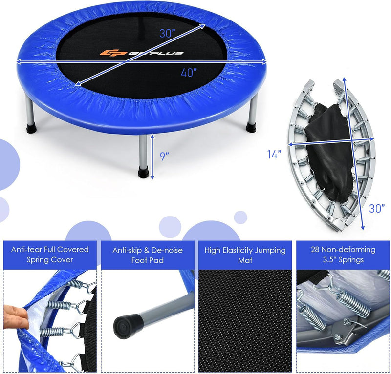 Load image into Gallery viewer, Goplus 40” Foldable Mini Trampoline | Rebounder Trampoline for Adults Max Load 330LBS

