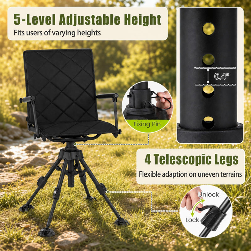 Load image into Gallery viewer, Goplus 360° Swivel Hunting Chair with Adjustable Height and Removable Cushion
