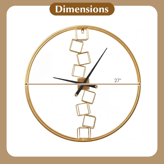 Goplus 27" Nordic Style Big Metal Wall Clock Battery-Operated Wall Decoration for Living Room