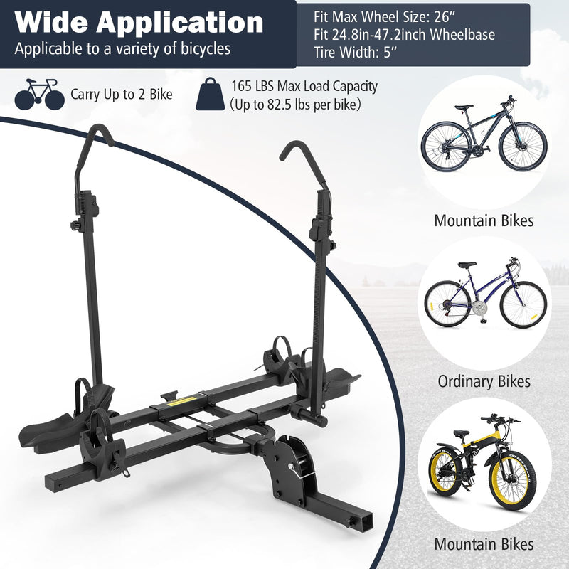 Load image into Gallery viewer, Goplus 2” Hitch Mount Bike Rack, 2 Bikes Platform Style Carrier w/Tilt-able Design for Easy Trunk Access
