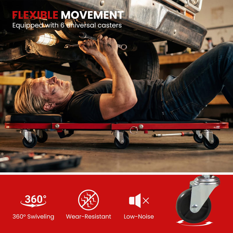 Load image into Gallery viewer, Goplus 36" Folding Flat Automotive Creeper with Padded Seat &amp; 6 Swivel Casters
