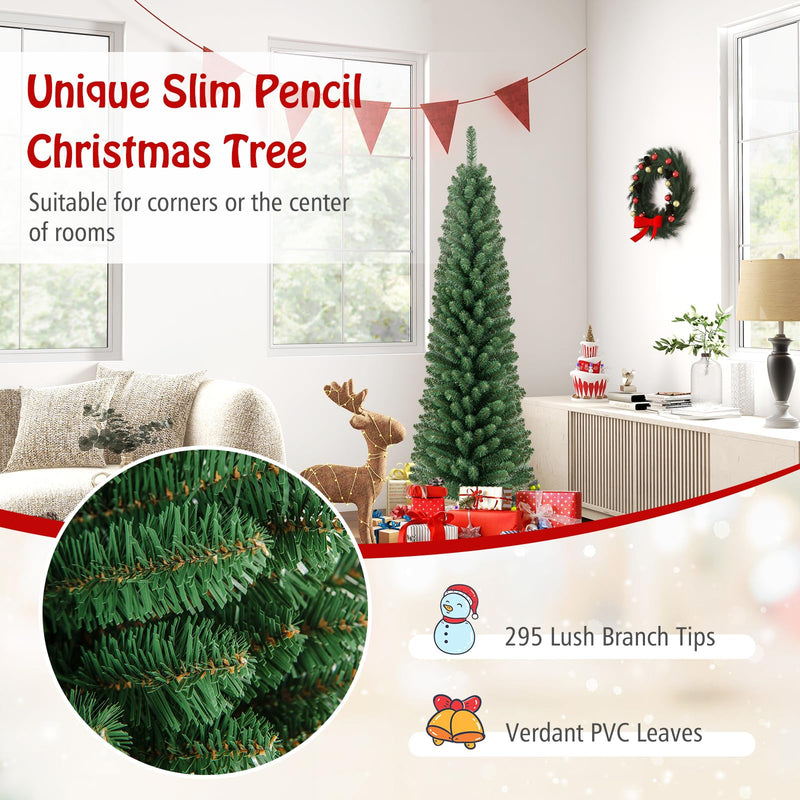 Load image into Gallery viewer, Goplus 5ft / 6ft / 7ft / 8ft Artificial Skinny Xmas Tree with Quick Shape Technology
