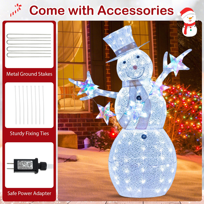 Load image into Gallery viewer, Goplus 5 FT Lighted Snowman Christmas Outdoor Decoration with Hat, Scarf &amp; Stars
