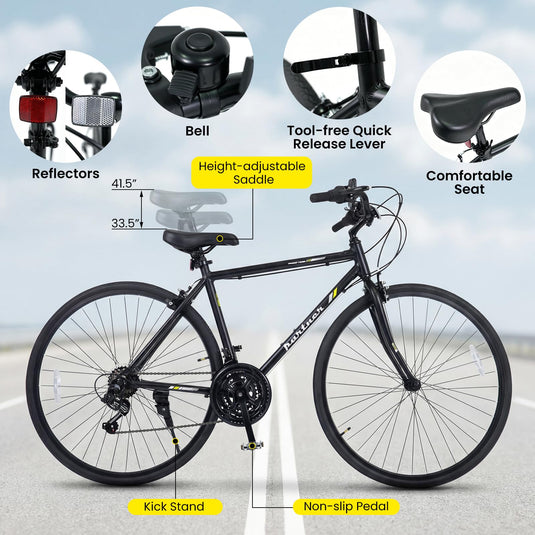 Goplus Hybrid Bike 18-Speed 700C Urban Commuter Bicycle w/Shimano Drivetrain