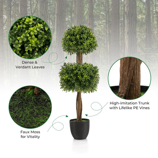 Goplus 40" Artificial Boxwood Topiary Ball Tree