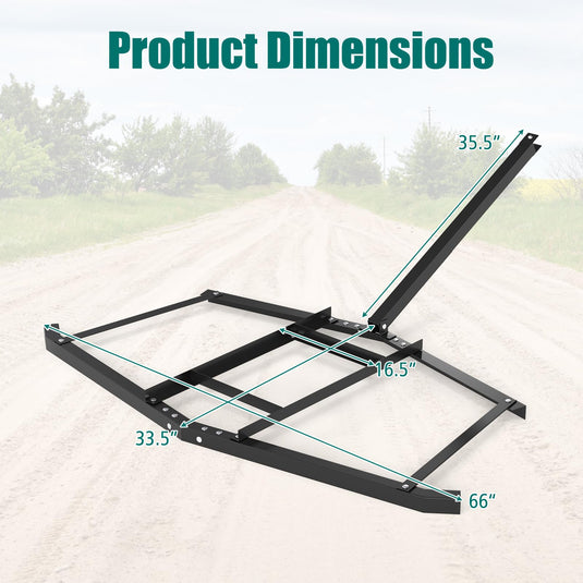 Goplus 74" Wide Driveway Drag Tow Behind Landscape Leveling Rake w/Reinforced Bars
