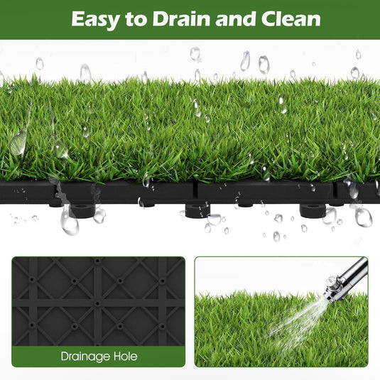 Goplus 12” x 12” Pack of 30 Fake Grass Turf Tiles Set